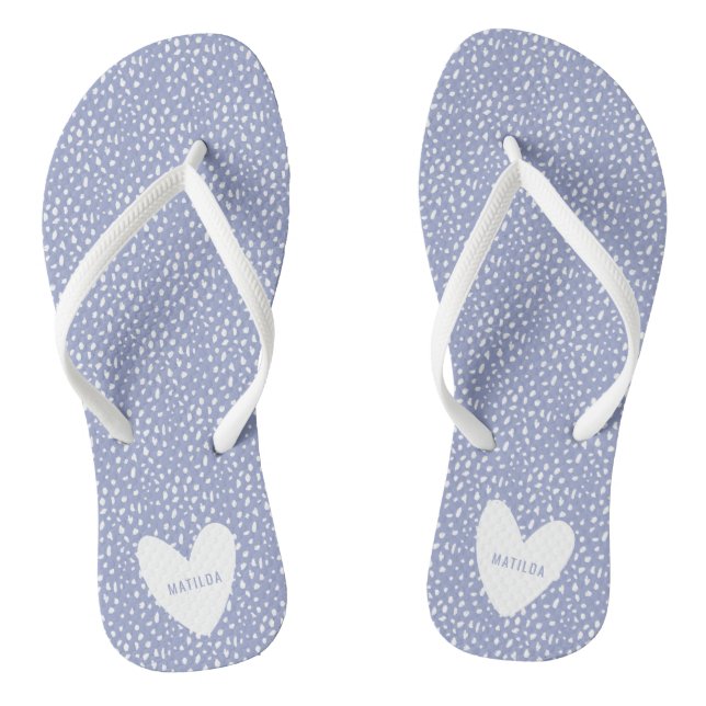 Schwarz-Weiß-Fleck mit personalisiertem Herz Flip Flops (Fußbett)