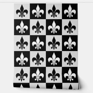 Schwarz-weiß Fleur-De-Lis Tapete