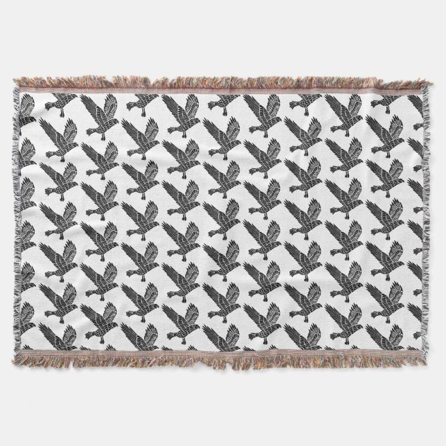 Schwarz-Weiß-Fliegenraven-Lino-Schnitt Decke (Vorderseite)
