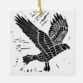 Schwarz-Weiß-Fliegenraven-Lino-Schnitt Keramikornament