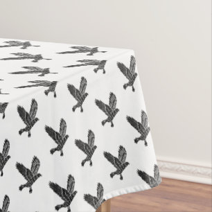 Schwarz-Weiß-Fliegenraven-Lino-Schnitt Tischdecke