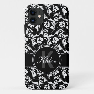 Schwarz-weiß Floral iPhone 5 Fall Monogramm title_seo2