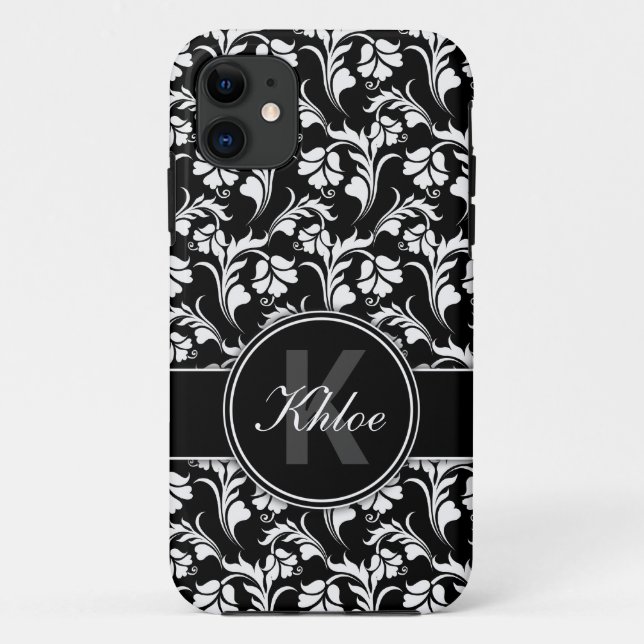 Schwarz-weiß Floral iPhone 5 Fall Monogramm Case-Mate iPhone Hülle (Rückseite)