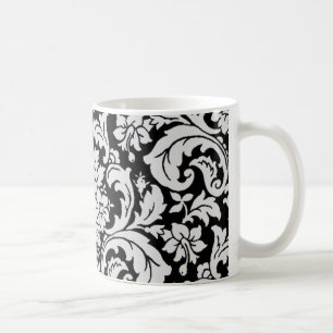 Schwarz-weiß floral kaffeetasse