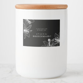 Schwarz-Weiß-Floral Lilies Bridesmaid Lebensmitteletikett