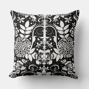 Schwarz-Weiß Florals Blume Square Throw Kissen