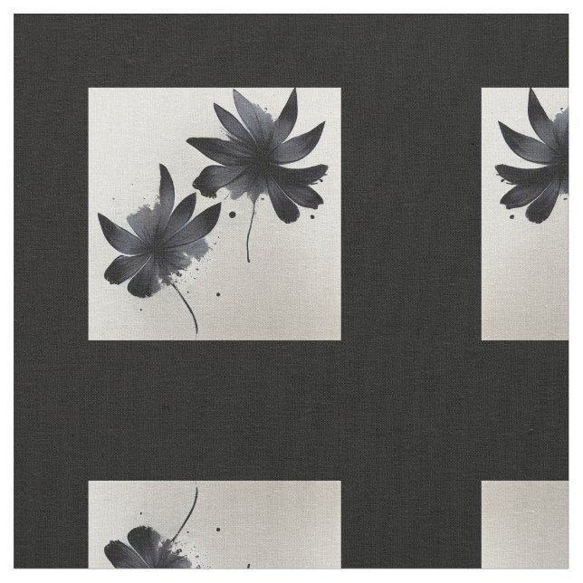 Schwarz-Weiß-Florals Stoff (Nahaufnahme)