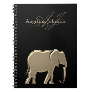Schwarz-Weiß-Folie-Elefant Modern Monogrammiert Notizblock