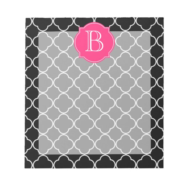 Schwarz-Weiß-Folie mit Monogramm Notizblock (Vorderseite)