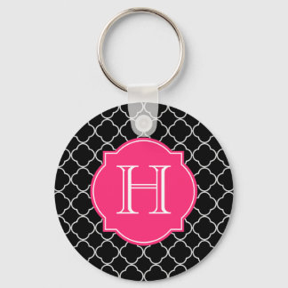 Schwarz-Weiß-Folie mit Monogramm Schlüsselanhänger