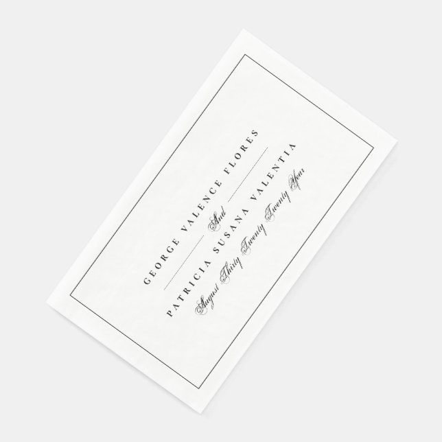 Schwarz-Weiß-Formkalligraphie Elegant Gerahmt Serviette (Ecke)