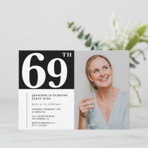 Schwarz-Weiß-Foto 69. Geburtstag Einladungen