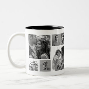 Schwarz-Weiß-Foto-Andenken im 12er-Quadratformat Zweifarbige Tasse