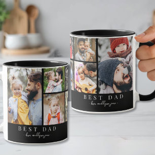 Schwarz-Weiß-Foto-Collage für den besten Vater Tasse