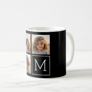Schwarz-weiß-Foto-Collage mit Monogramm im Trend Kaffeetasse