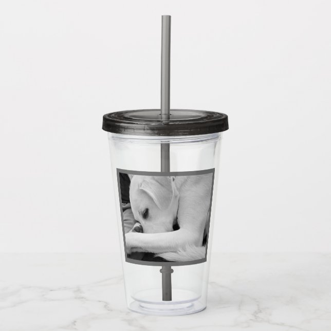 Schwarz-Weiß-Foto der Niedlichen Hundsruhe mit Vat Acryltrinkbecher (Vorderseite)