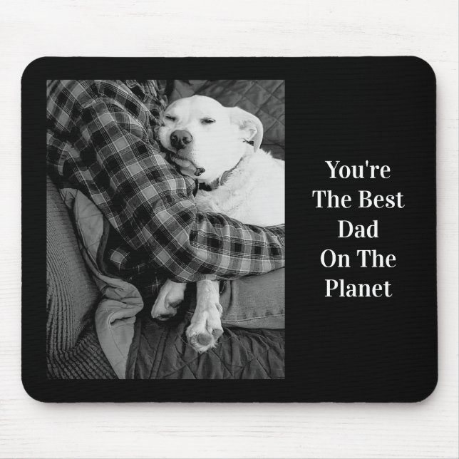 Schwarz-Weiß-Foto des Hundes mit Vater Mousepad (Vorne)
