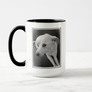 Schwarz-Weiß-Foto des Niedlichen Hundegesichts Tasse