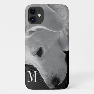 Schwarz-Weiß-Foto des schönen Weißen Hundes Case-Mate iPhone Hülle