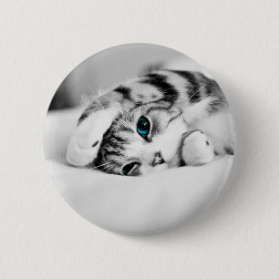 Schwarz-Weiß-Foto einer Katze Button