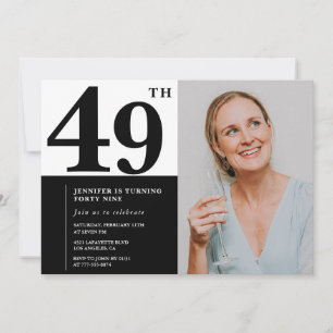 Schwarz-Weiß-Foto-Einladungen zum 49. Geburtstag Einladung