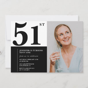 Schwarz-Weiß-Foto-Einladungen zum 51. Geburtstag Einladung