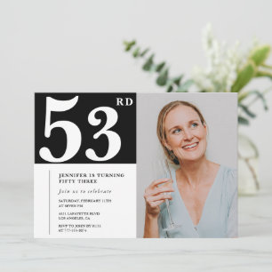 Schwarz-Weiß-Foto-Einladungen zum 53. Geburtstag Einladung