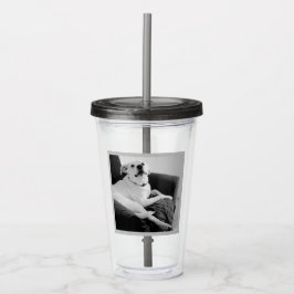 Schwarz-Weiß-Foto für die Meldung von Dog-Text Acryltrinkbecher