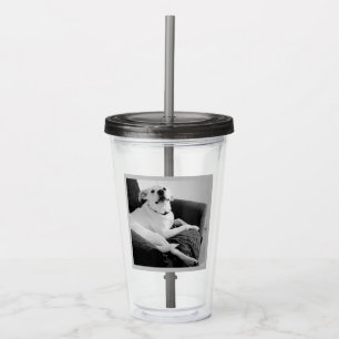 Schwarz-Weiß-Foto für die Meldung von Dog-Text Acryltrinkbecher
