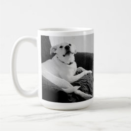 Schwarz-Weiß-Foto für die Meldung von Dog-Text Kaffeetasse