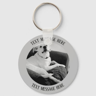 Schwarz-Weiß-Foto für die Meldung von Dog-Text Schlüsselanhänger