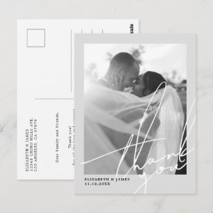 Schwarz-Weiß-Foto Hochzeit Danke Postkarte
