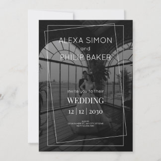Schwarz-Weiß-Foto-Hochzeit Einladung