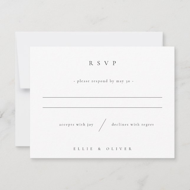 Schwarz-Weiß-Foto Hochzeit Moderne RSVP Karte (Vorderseite)