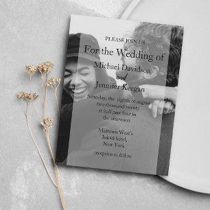 Schwarz-Weiß-Foto-Hochzeit Postkarte