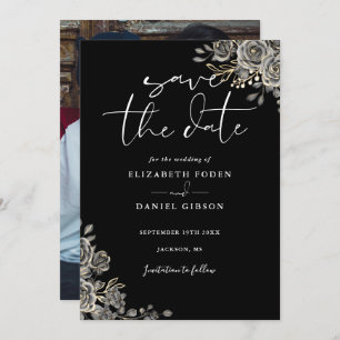 Schwarz-Weiß-Foto-Hochzeit Save The Date