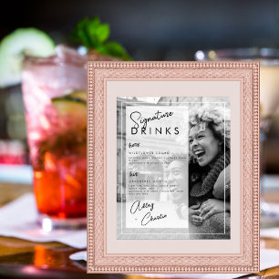 Schwarz-Weiß-Foto-Hochzeitspaar-Signature-Getränk Poster