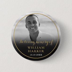 Schwarz-Weiß-Foto In Lieber Erinnerung Beerdigung Button