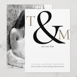 Schwarz-Weiß-Foto-Initialen Moderne Hochzeit Save The Date