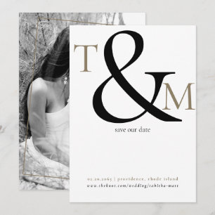 Schwarz-Weiß-Foto-Initialen Moderne Hochzeit Save The Date