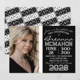 Schwarz-Weiß-Foto Moderner Abschluss Einladung