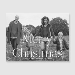 Schwarz-Weiß-Foto Moderner Schriftart Weihnachten Magnetkarte