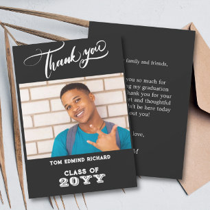 Schwarz-Weiß-Foto Moderner Schulabschluss Dankeskarte