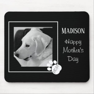 Schwarz-Weiß-Foto Niedlicher Hund Beste Mama je Mousepad