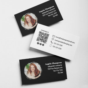 Schwarz-Weiß-Foto-QR-Code Verbinde dich mit mir Visitenkarte
