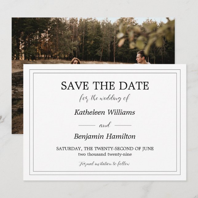 Schwarz-Weiß-Foto Save The Date (Vorne/Hinten)