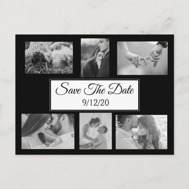 Schwarz-Weiß-Foto Save the Date Ankündigungspostkarte (Vorderseite)