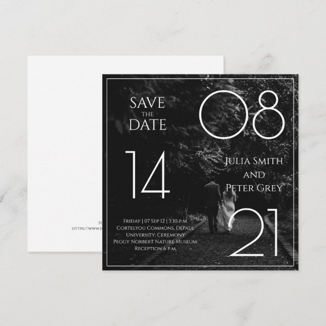 Schwarz-Weiß-Foto Save the Date Hochzeit Einladung (Vorne/Hinten)