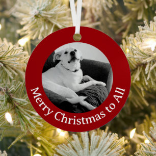 Schwarz-Weiß-Foto von sprechendem Hund Weihnachten Ornament Aus Metall