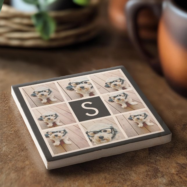 Schwarz-Weiß-FotoCollage - kundenspezifisches Mono Steinuntersetzer (Custom Stone Coaster)